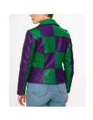 Joker Green and Purple Biker Leather Jacket