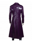Joker Suicide Squad Purple Leather Trench Coat