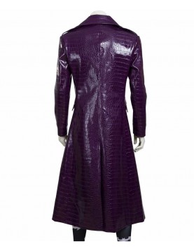 Joker Suicide Squad Purple Leather Trench Coat