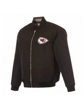 Kansas City Chiefs Black/Gray Full-Zip Reversible Flight Jacket