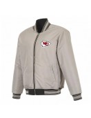 Kansas City Chiefs Black/Gray Full-Zip Reversible Flight Jacket