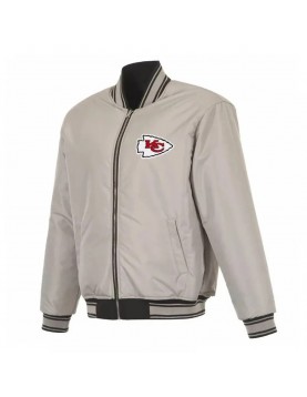 Kansas City Chiefs Black/Gray Full-Zip Reversible Flight Jacket