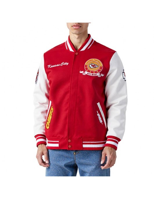 Kansas City Chiefs Team Badge Classic Rib Varsity Jacket Kansas City Chiefs Team Badge Classic Rib Varsity Jacket