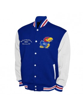 Kansas Jayhawks Fleece Royal and White Varsity Jacket
