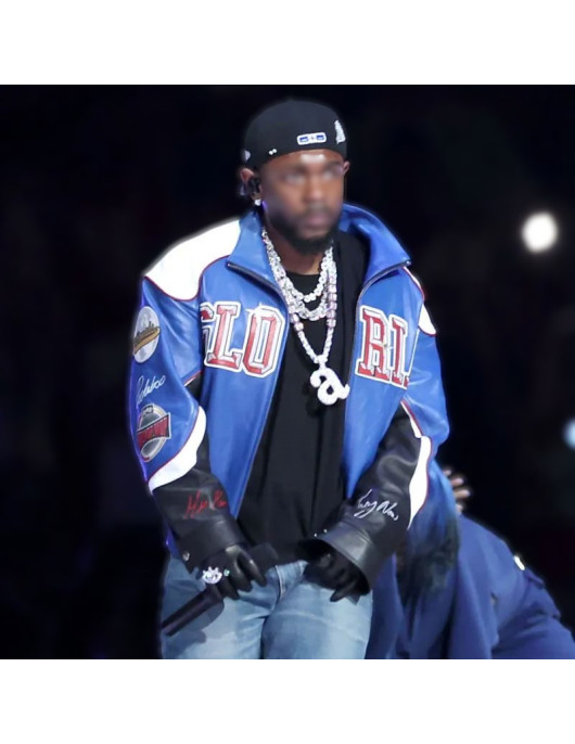 Kendrick Lamar Halftime Show Gloria Blue Leather Jacket