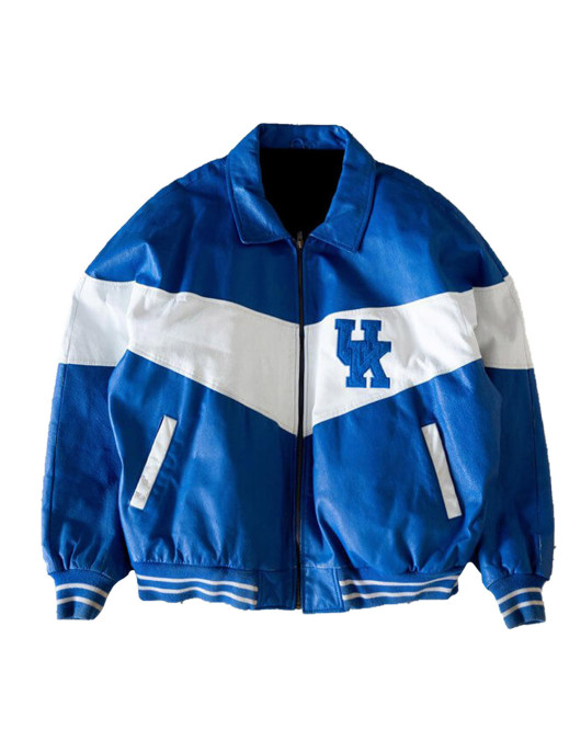 Kentucky Wildcats Blue and White 90’s Leather Jacket
