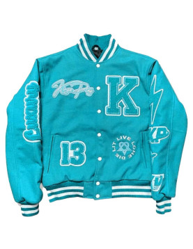 Kingsplay University Aqua Blue Varsity Jacket