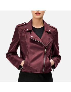 Kold X Windy Sh’Kia Maroon Leather Jacket