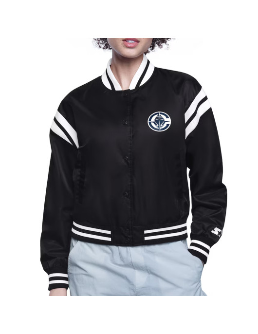 LA Clippers Printed Logo Varsity Satin Jacket