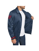 LA Clippers Stitch Applique Navy Satin Jacket