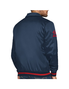 LA Clippers Stitch Applique Navy Satin Jacket