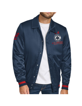 LA Clippers Stitch Applique Navy Satin Jacket