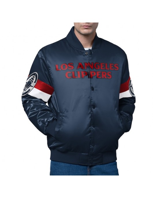 LA Clippers Triple Option Varsity Satin Jacket LA Clippers Triple Option Varsity Satin Jacket