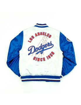  LA Dodgers White and Blue Jacket