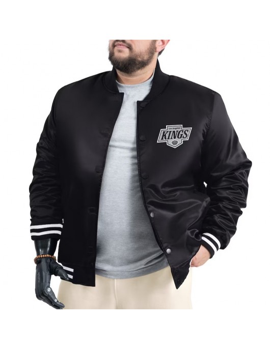 LA Kings Adaptive Bold Logo Varsity Satin Jacket