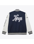 LA Kings Navy and White Fleece Varsity Jacket