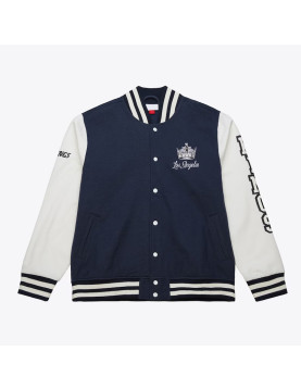 LA Kings Navy and White Fleece Varsity Jacket
