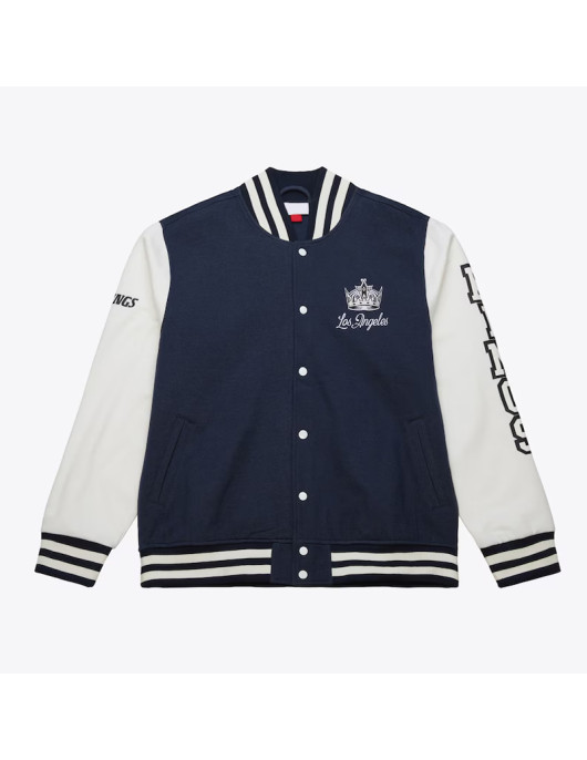 LA Kings Navy and White Fleece Varsity Jacket
