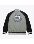 LA Kings Vintage Logo Double Clutch Gray Satin Jacket