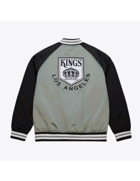 LA Kings Vintage Logo Double Clutch Gray Satin Jacket