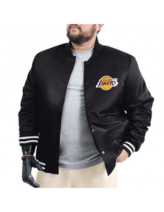 LA Lakers Adaptive Bold Logo Varsity Satin Jacket LA Lakers Adaptive Bold Logo Varsity Satin Jacket