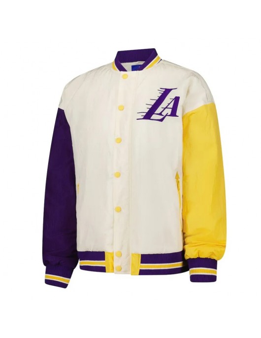 LA Lakers Color Block Bomber Full-Snap Jacket
