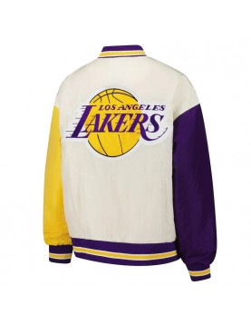 LA Lakers Color Block Bomber Full-Snap Jacket