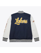 LA Lakers Navy and White Fleece Varsity Jacket