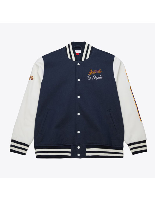 LA Lakers Navy and White Fleece Varsity Jacket