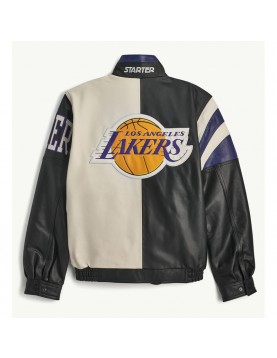 LA Lakers Retro Full Zip Leather Jacket