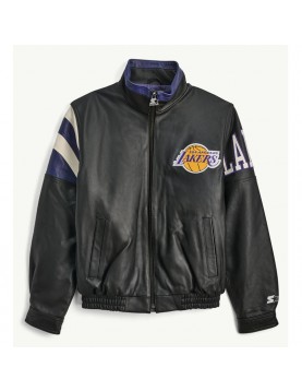 LA Lakers Retro Full Zip Leather Jacket