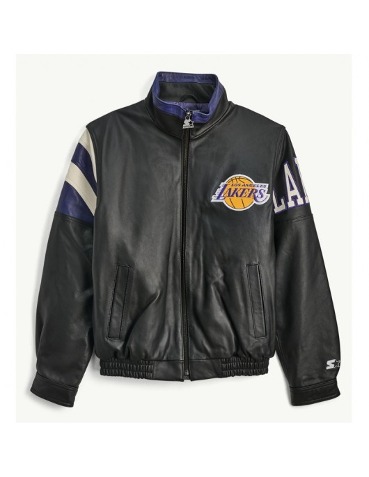 LA Lakers Retro Full Zip Leather Jacket