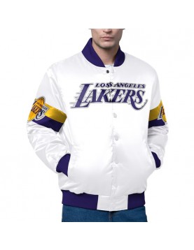 LA Lakers Triple Option Varsity Full-Snap Satin Jacket