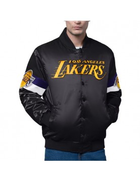 LA Lakers Triple Option Varsity Full-Snap Satin Jacket