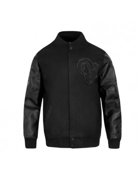 LA Rams Black Triple Varsity Wool and Leather Jacket 