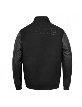 LA Rams Black Triple Varsity Wool and Leather Jacket 