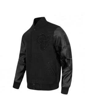 LA Rams Black Triple Varsity Wool and Leather Jacket 