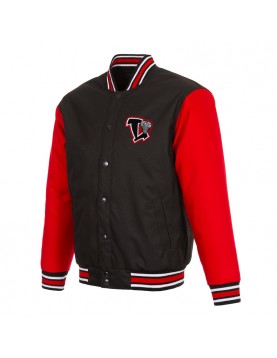 Lansing Lugnuts Black &amp; Red Poly-Twill Full-Snap Varsity Jacket