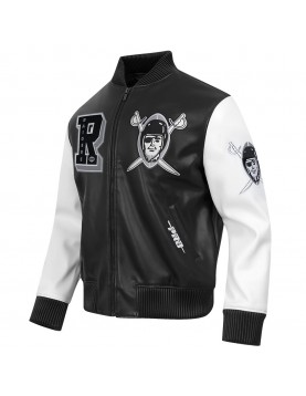 Las Vegas Raiders Best Of Men's Leather Varsity Jacket Las Vegas Raiders Best Of Men's Leather Varsity Jacket