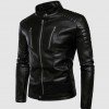 Leather Jacket with Stand-Up Collar Leather Jacket with Stand-Up Collar