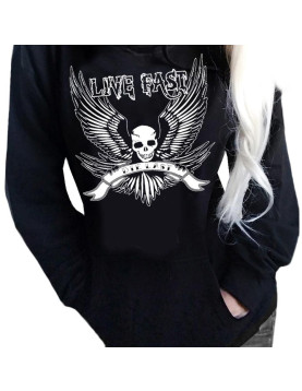 Live Fast Skull Tattoo Halloween Hoodie