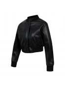 Los Angeles Dodgers Washed Crystalline Women's Cropped Leather Jacket Los Angeles Dodgers Washed Crystalline Women's Cropped Leather Jacket