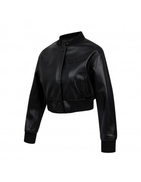 Los Angeles Dodgers Washed Crystalline Women's Cropped Leather Jacket Los Angeles Dodgers Washed Crystalline Women's Cropped Leather Jacket