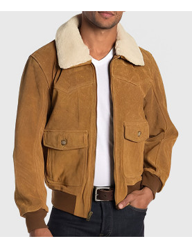 Louis Men’s Brown G-1 Bomber Suede Jacket