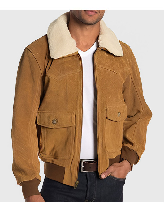 Louis Men’s Brown G-1 Bomber Suede Jacket
