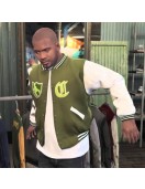 LS Pounders GTA 5 Olive Green and White Varsity Jacket LS Pounders GTA 5 Olive Green and White Varsity Jacket