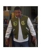 LS Pounders GTA 5 Olive Green and White Varsity Jacket LS Pounders GTA 5 Olive Green and White Varsity Jacket