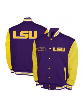 LSU Tigers Fleece Purple and Gold Varsity Jacket