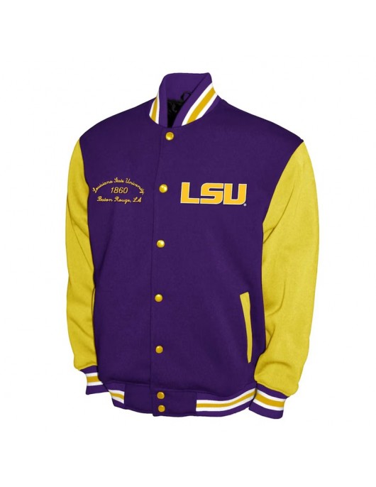 LSU Tigers Fleece Purple and Gold Varsity Jacket