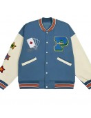 Lucky Blue Wool Varsity Jacket